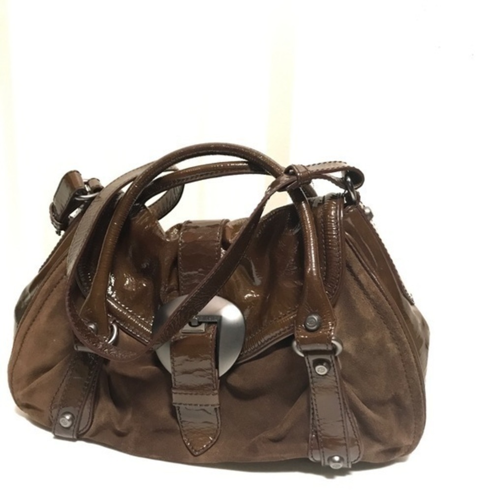 Francesco Biasia Suede Patent Leather Bag